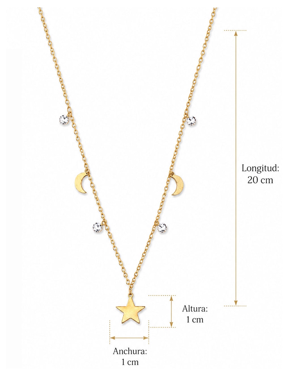 Collar con dije luna de acero inoxidable 18 k 7