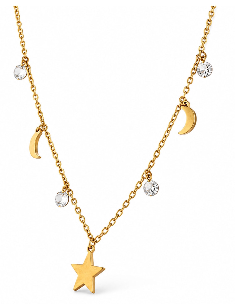 Collar con dije luna de acero inoxidable 18 k