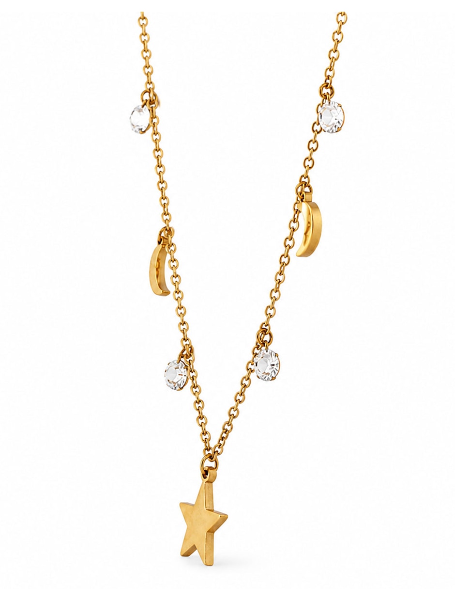 Collar con dije luna de acero inoxidable 18 k