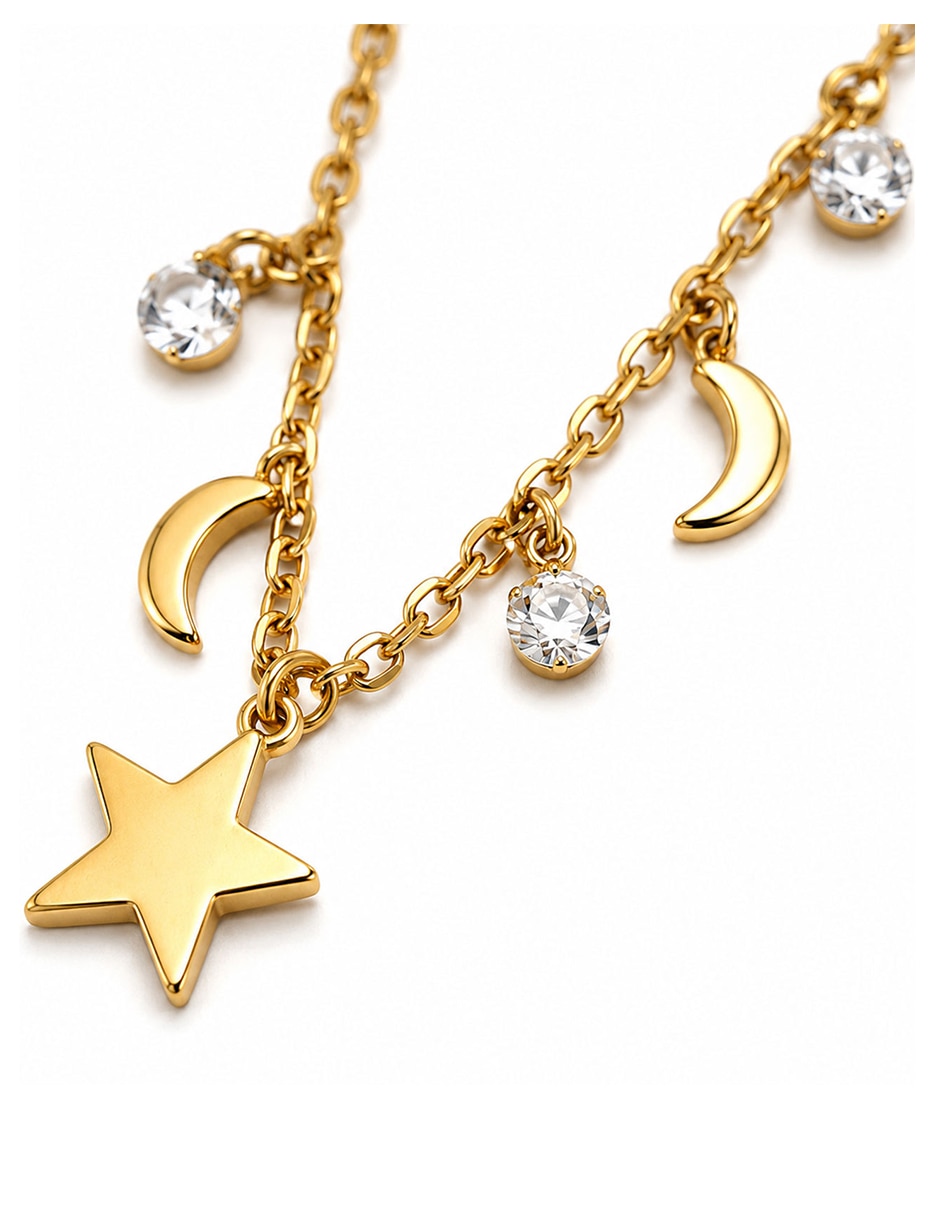 Collar con dije luna de acero inoxidable 18 k