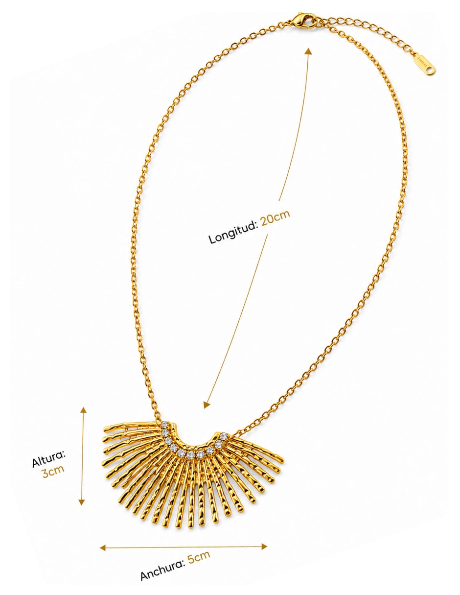 Collar con dije de sol de acero inoxidable 18 k 7