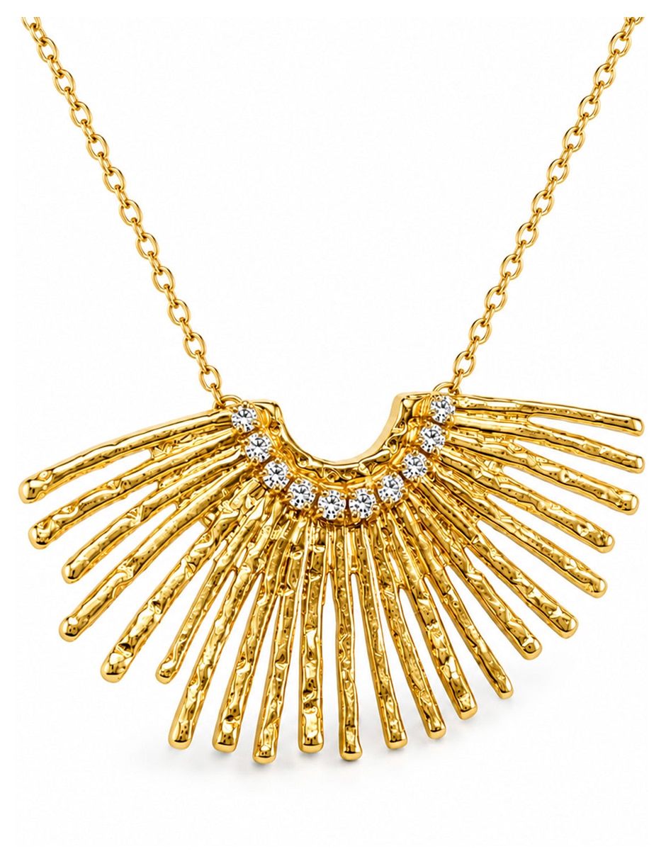 Collar con dije de sol de acero inoxidable 18 k 4