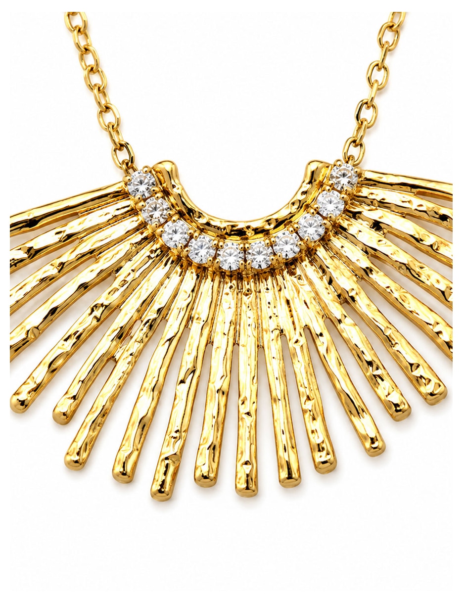 Collar con dije de sol de acero inoxidable 18 k 2
