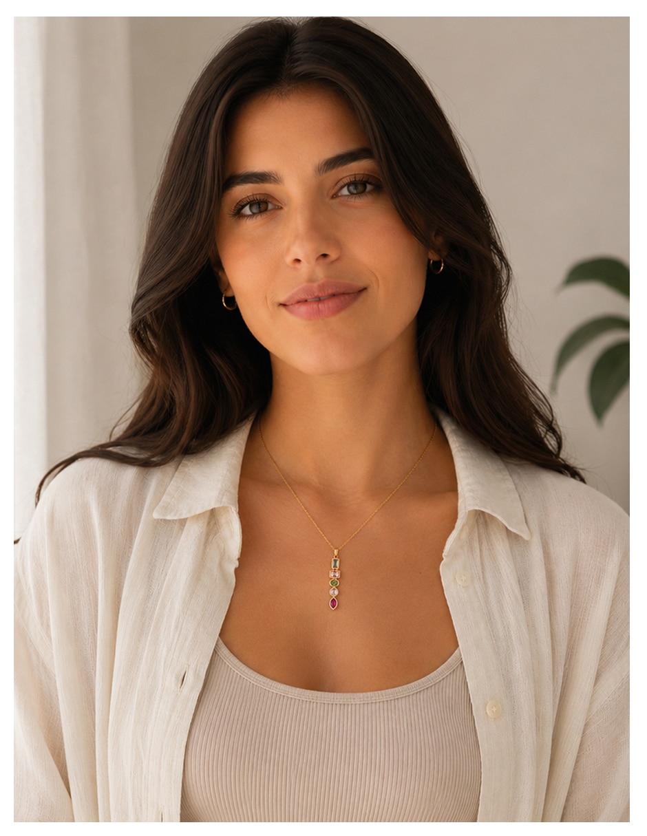 Collar con dije de acero inoxidable 18 k 6
