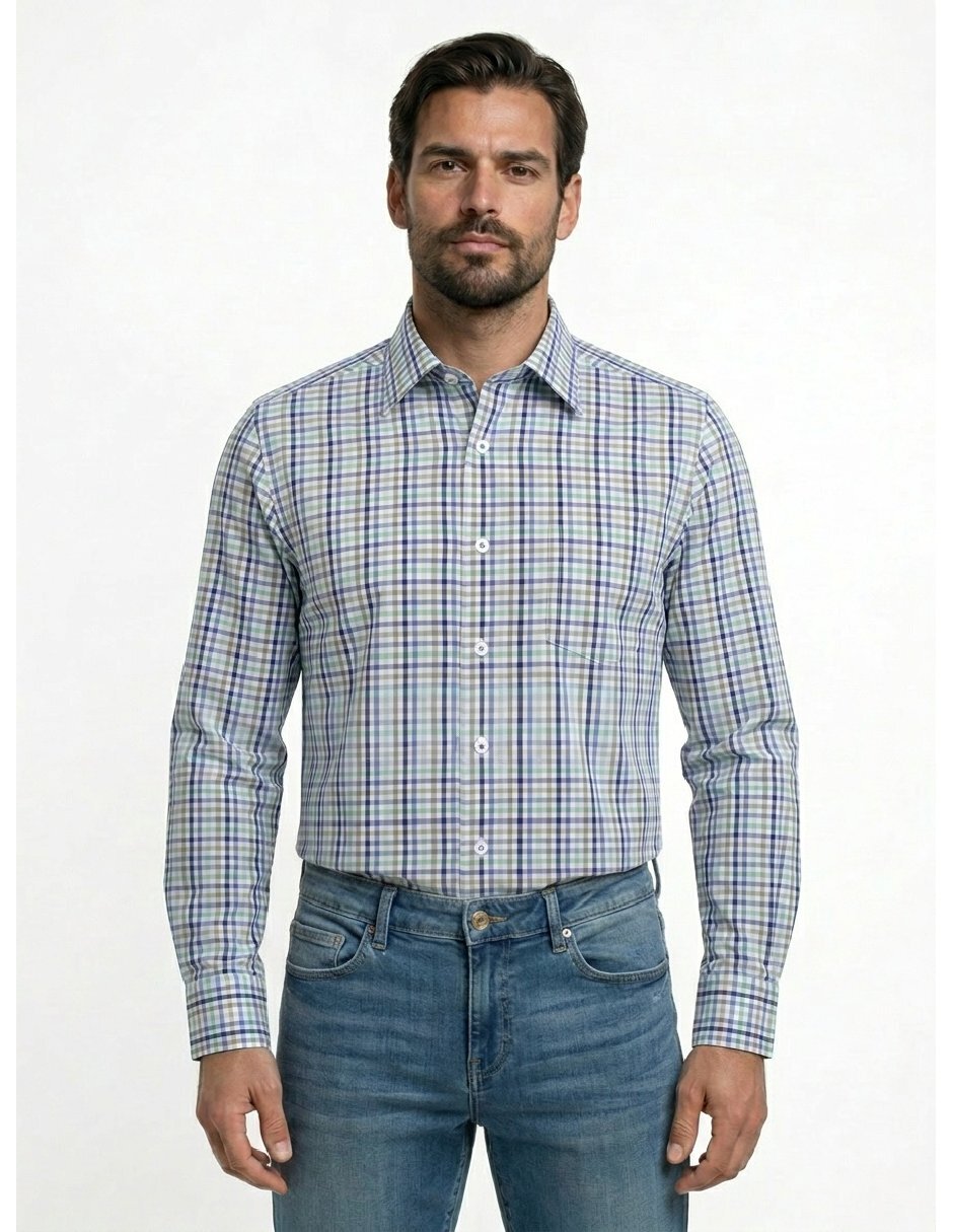 Camisa casual manga larga para hombre