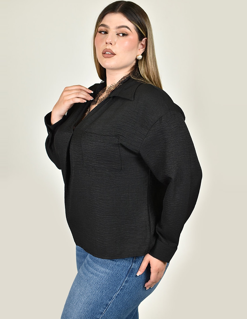 Blusa camisera manga Larga para mujer 5