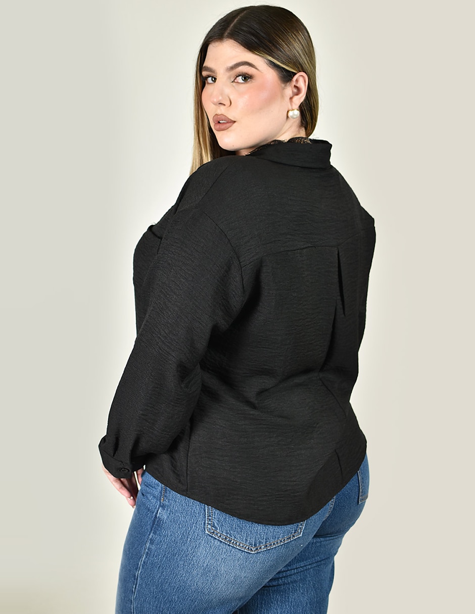 Blusa camisera manga Larga para mujer 4