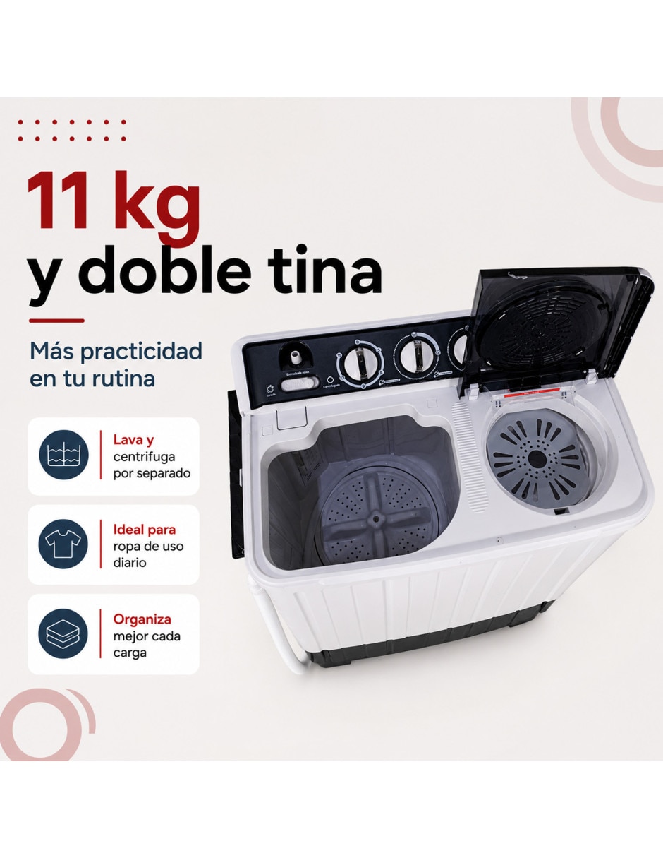 Lavadora semiautomática carga superior mkz-lavadora11kg