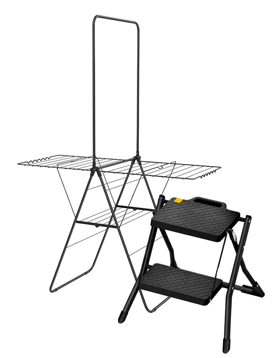 Set tendedero plegable de acero 2 piezas