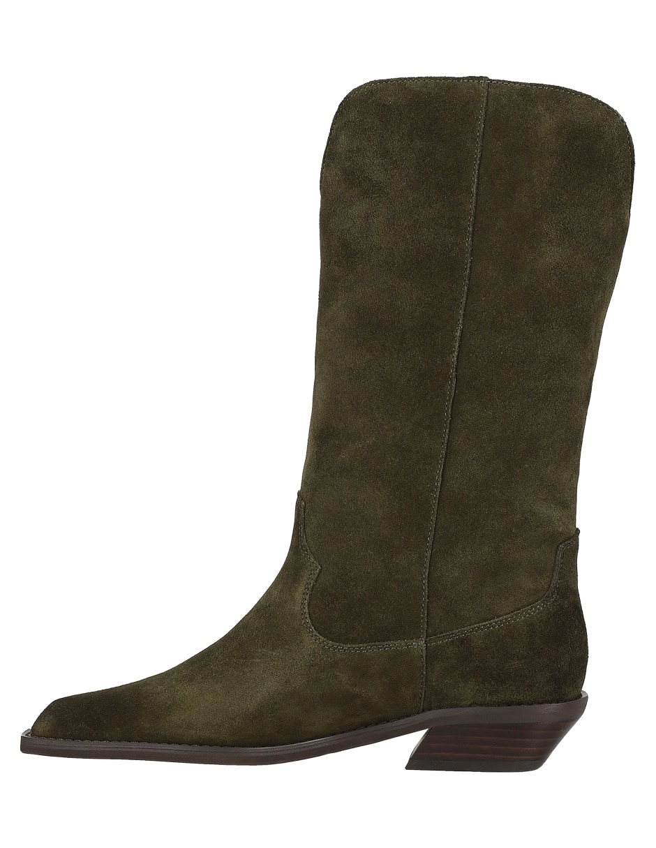 Bota media pierna de piel para mujer