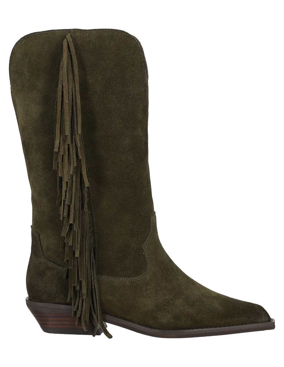 Bota media pierna de piel para mujer