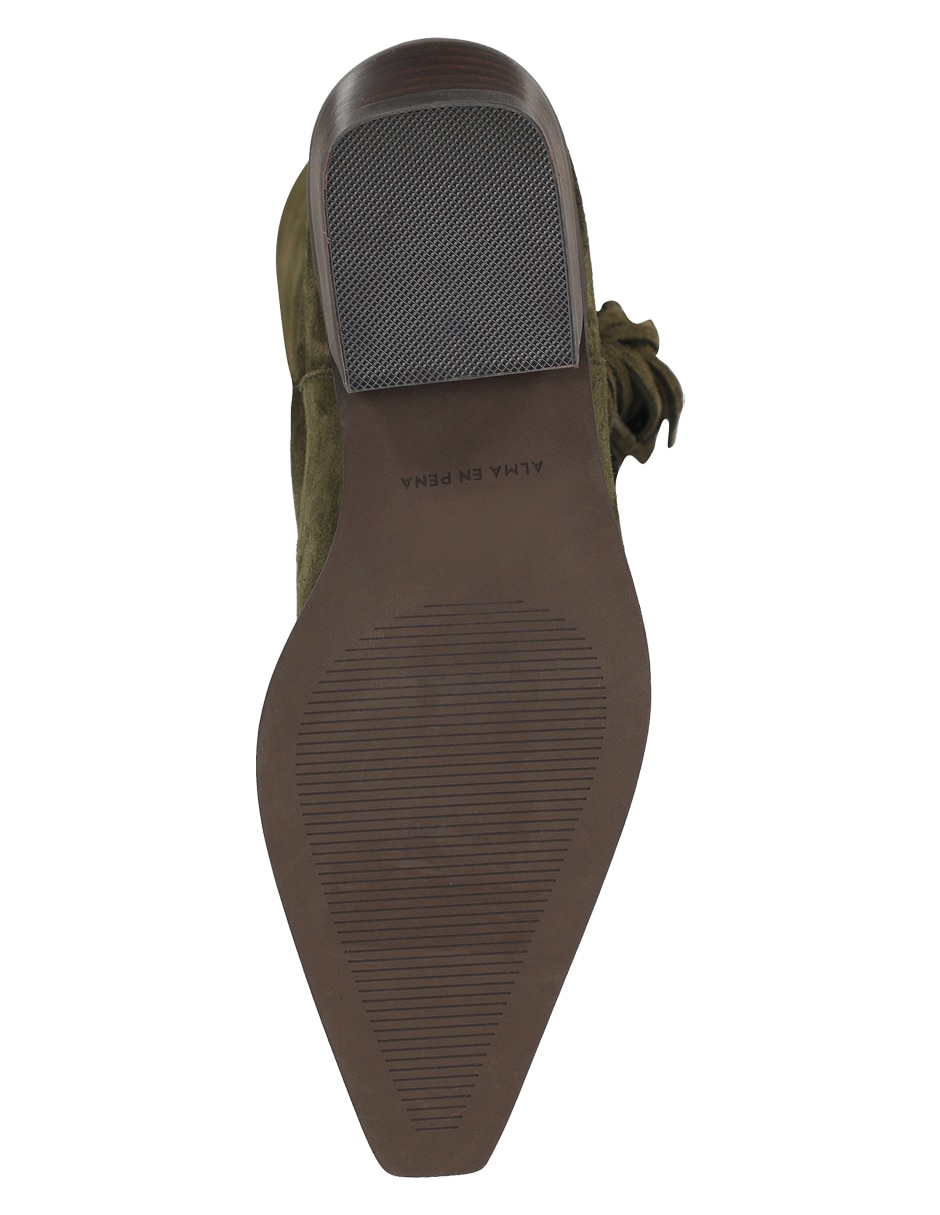 Bota media pierna de piel para mujer