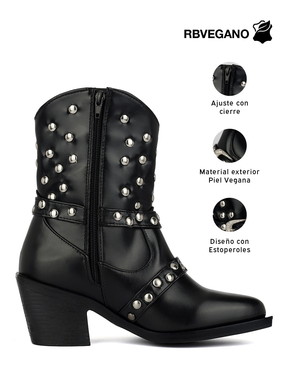 Bota cowboy arriba del tobillo de piel para mujer 4