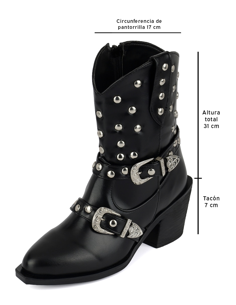 Bota cowboy arriba del tobillo de piel para mujer 2