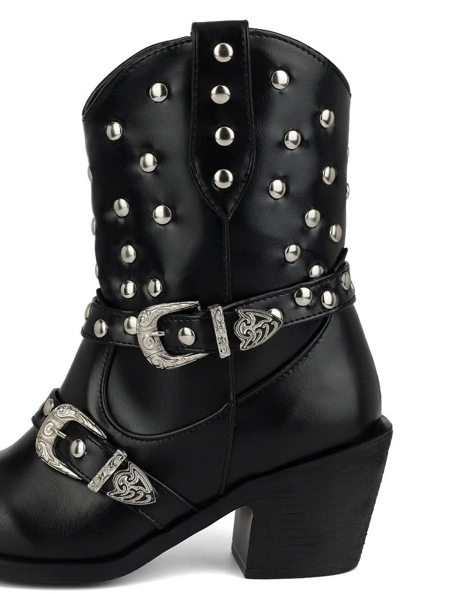 Bota cowboy arriba del tobillo de piel para mujer 9