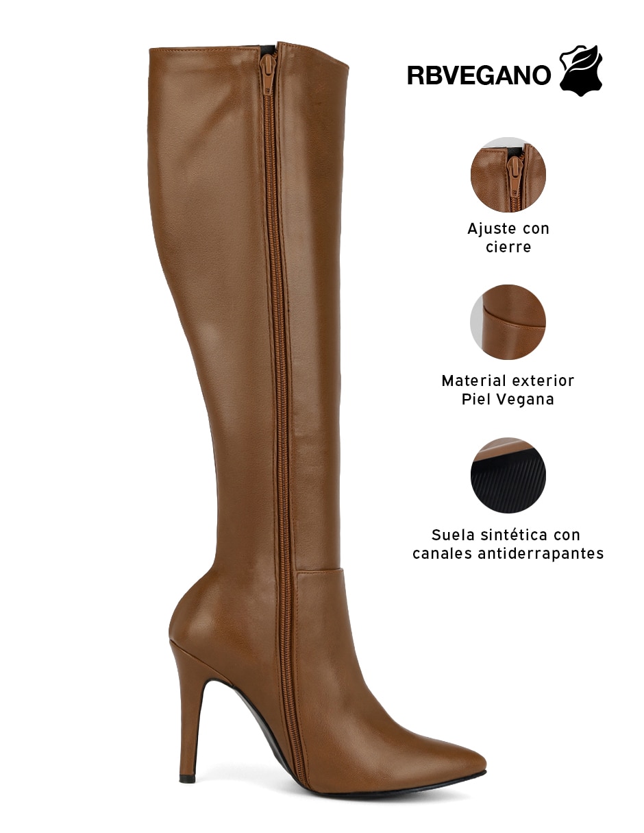 Bota abajo de la rodilla de piel para mujer 4
