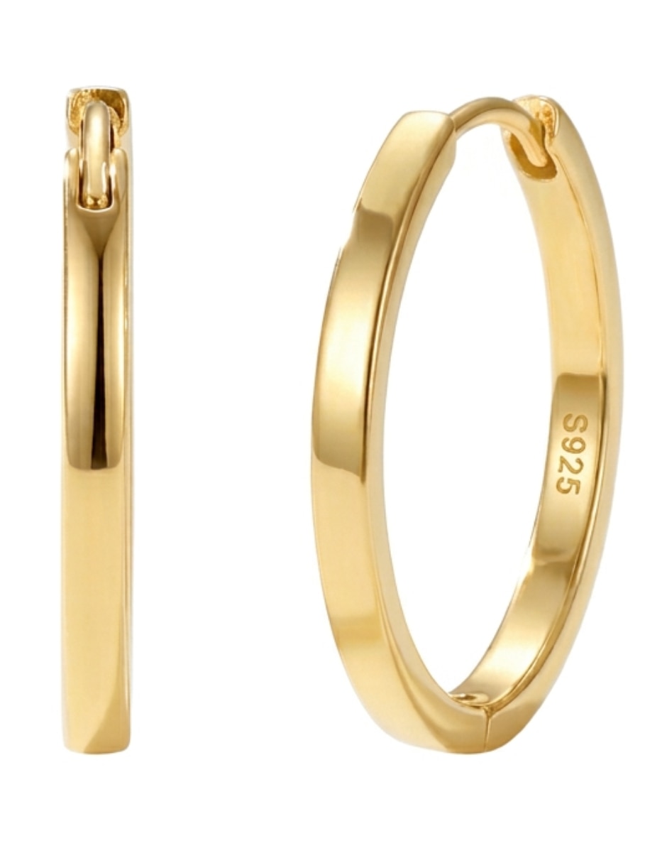 Aros brillo de plata p 925 y 14 k con acabado baño de oro