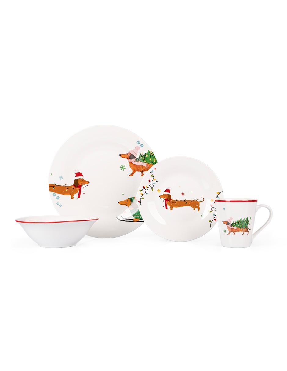 Vajilla cerrada Navidad de porcelana para 4 personas Vajilla cerrada Navidad de porcelana para 4 personas