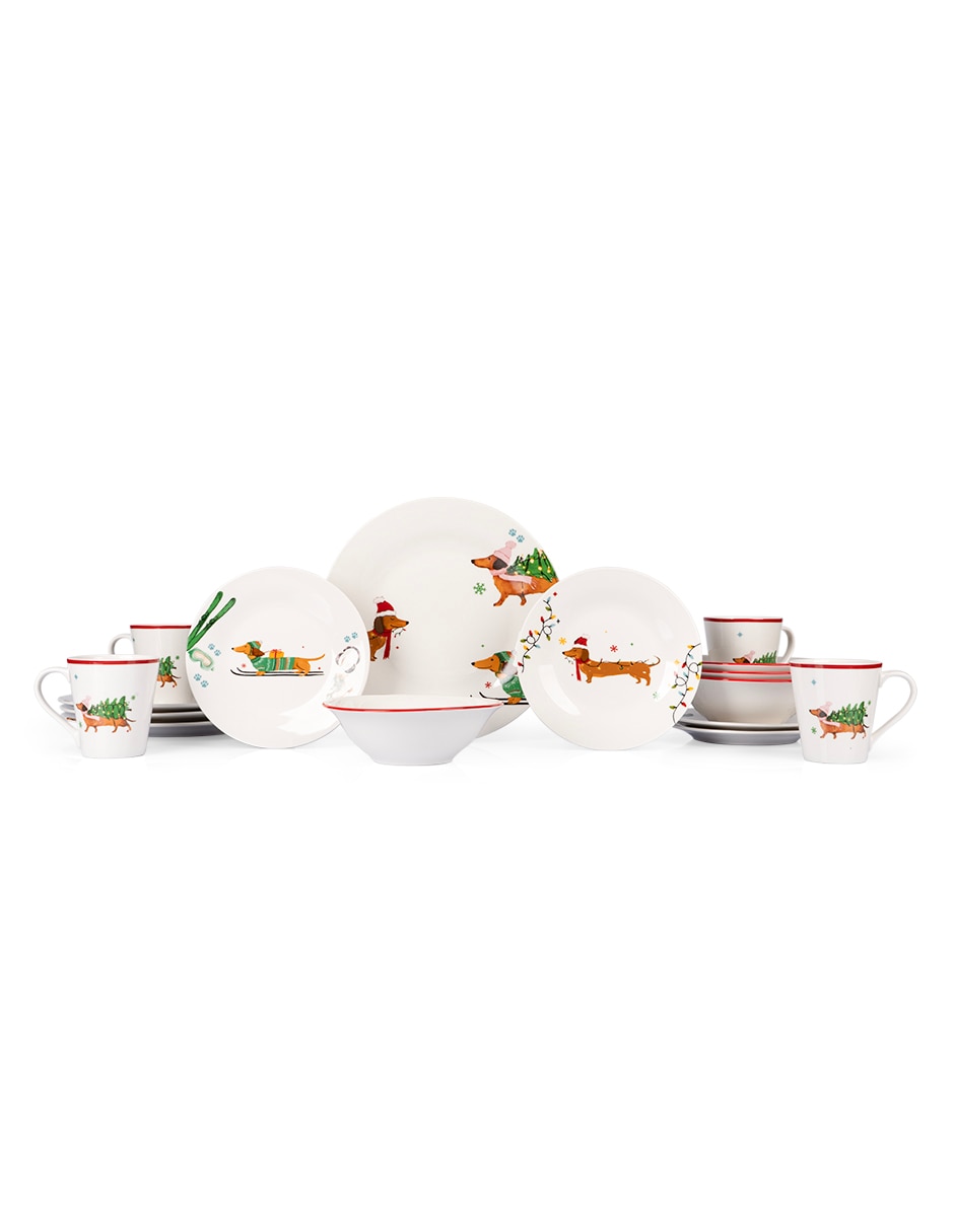 Vajilla cerrada Navidad de porcelana para 4 personas 5