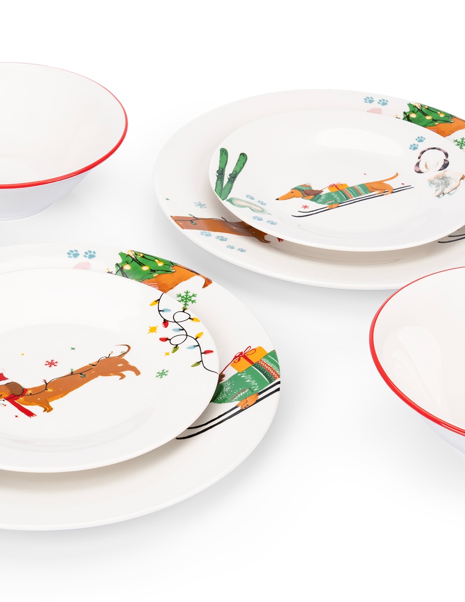 Vajilla cerrada Navidad de porcelana para 4 personas 4