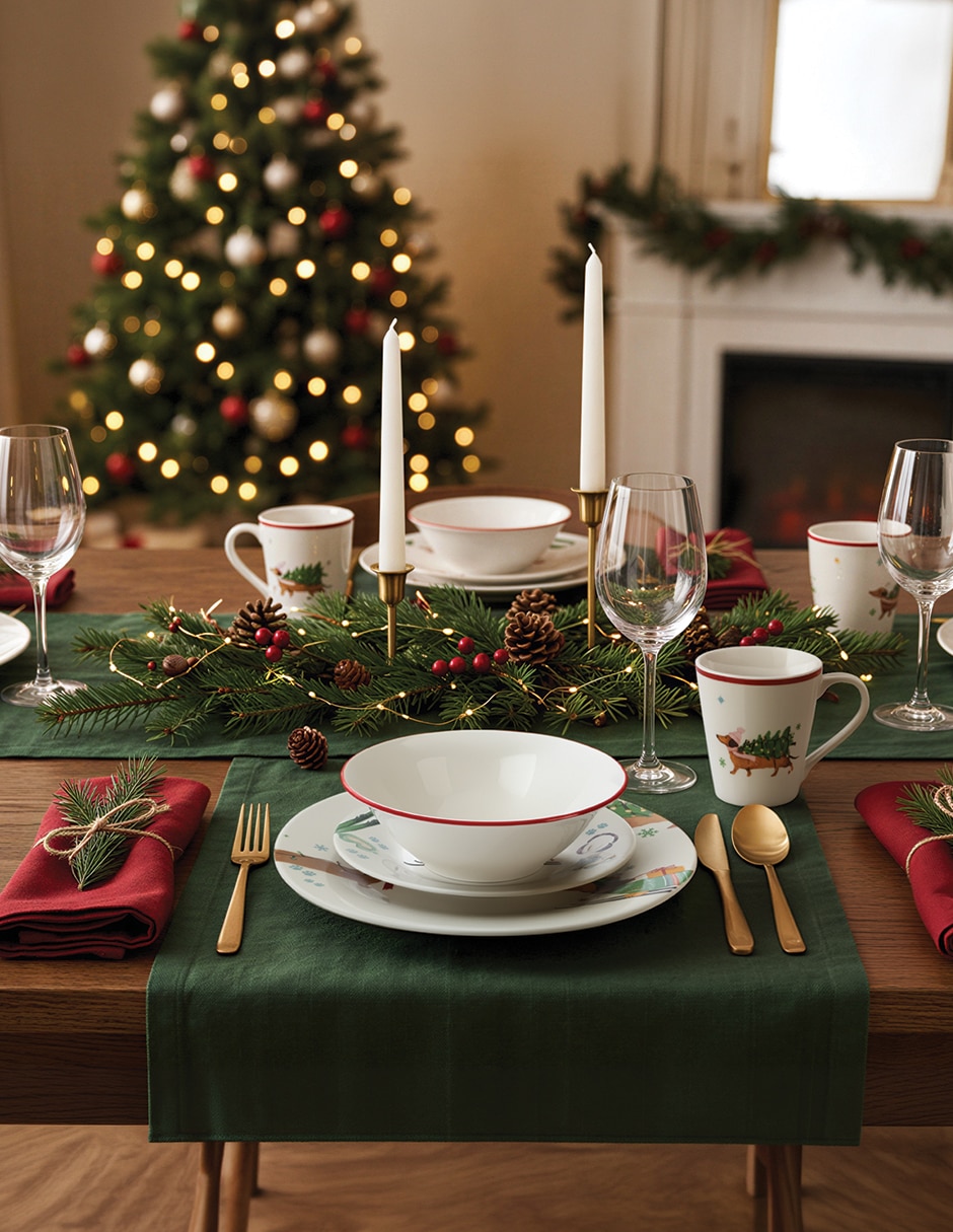 Vajilla cerrada Navidad de porcelana para 4 personas 2