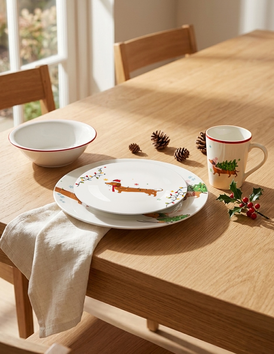 Vajilla cerrada Navidad de porcelana para 4 personas 6