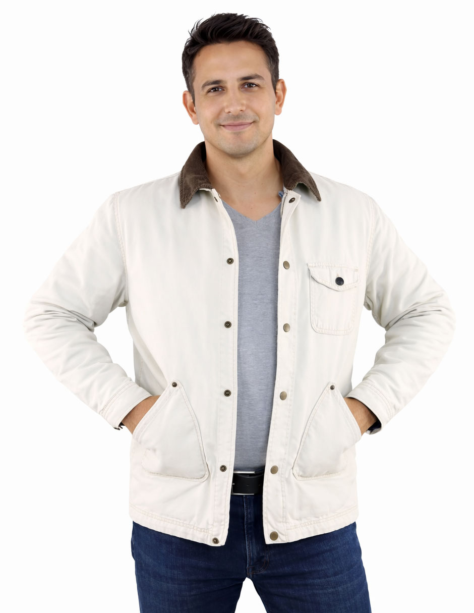 Chamarra casual de algodón con bolsillos para hombre Chamarra casual de algodón con bolsillos para hombre