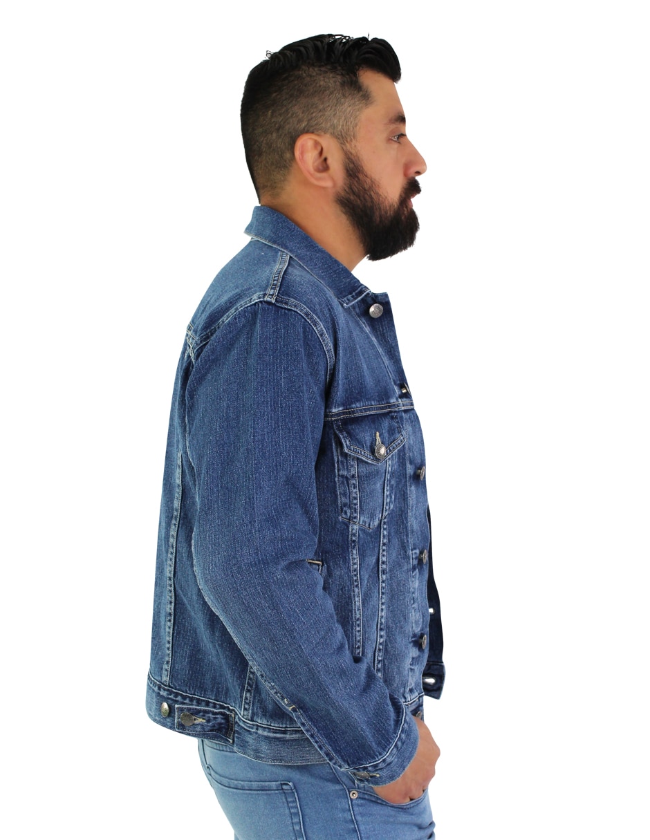 Chamarra denim de mezclilla con bolsillos para hombre 5