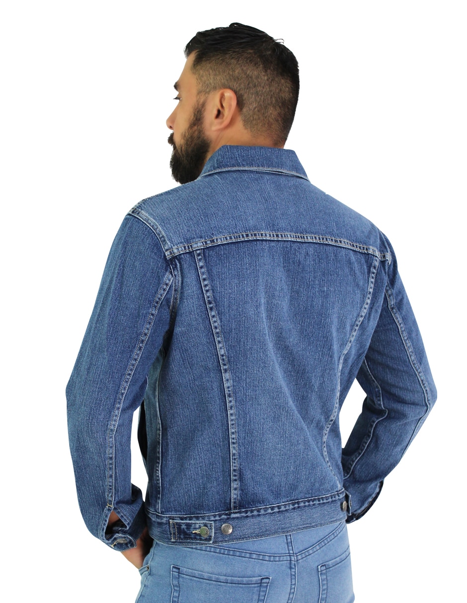 Chamarra denim de mezclilla con bolsillos para hombre 2