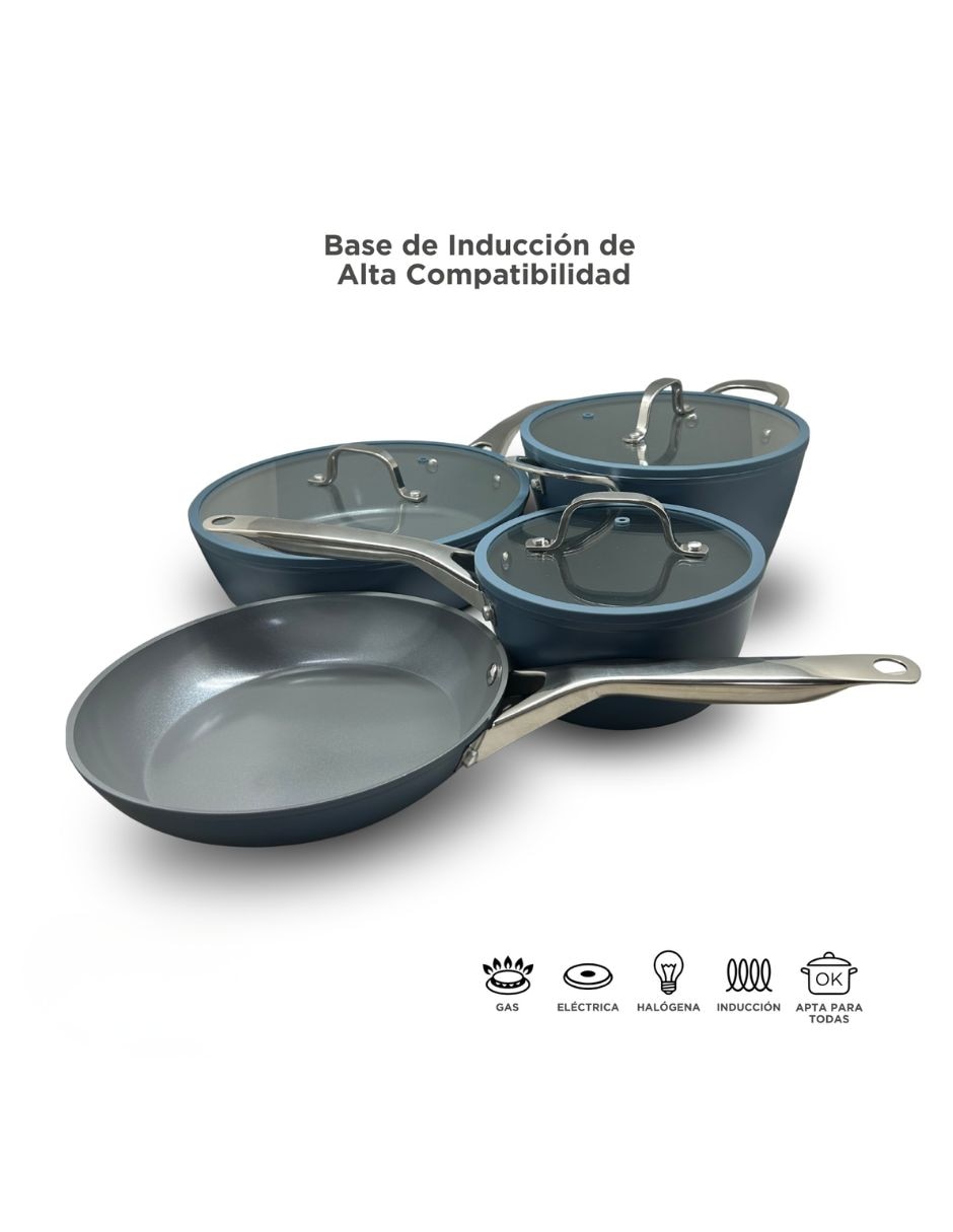 Batería de cocina Oasis de aluminio forjado antiadherente sin PFOA de 7 piezas 2