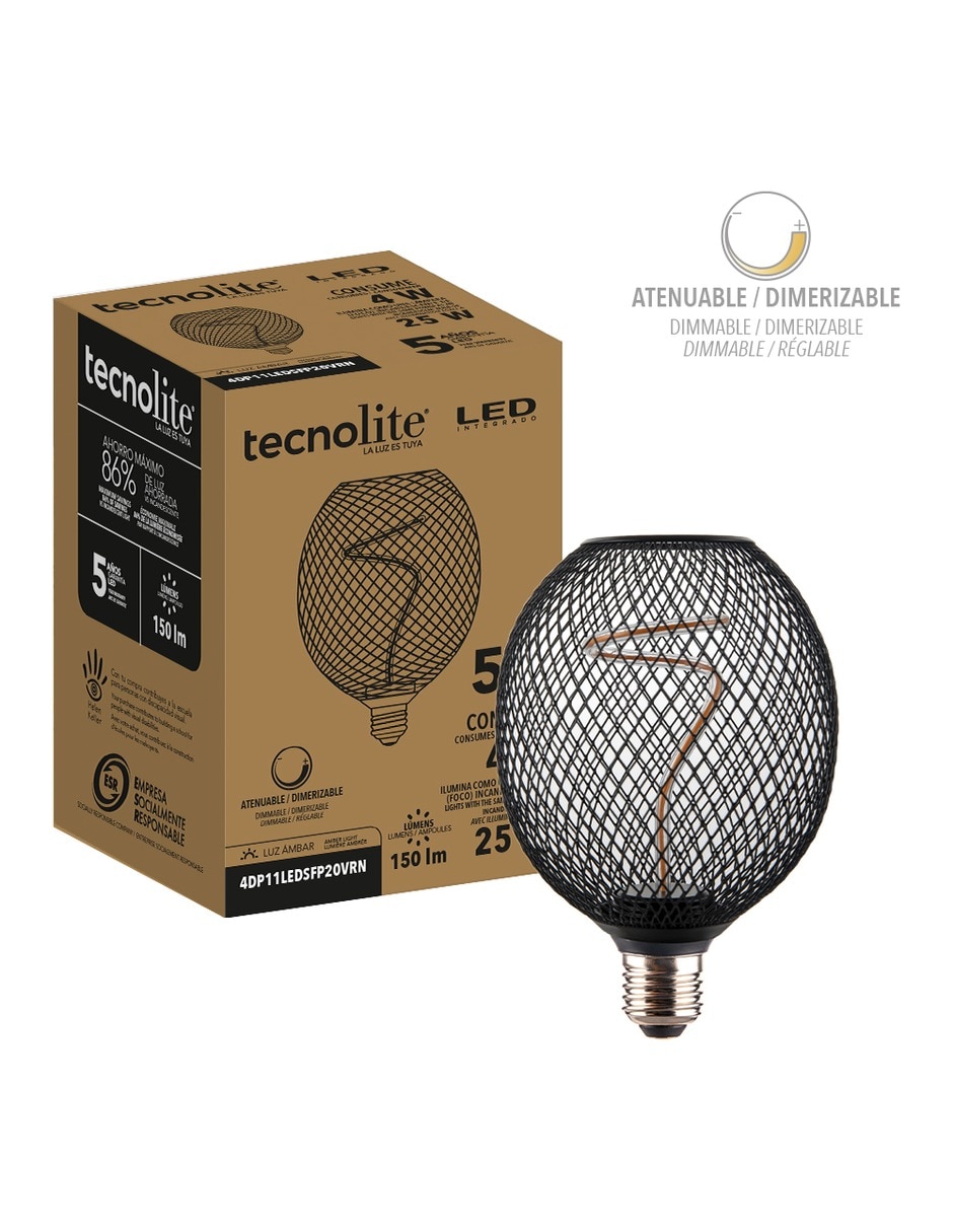 Foco vintage 4 W de consumo 25 W de iluminación 150 lm lúmenes 4