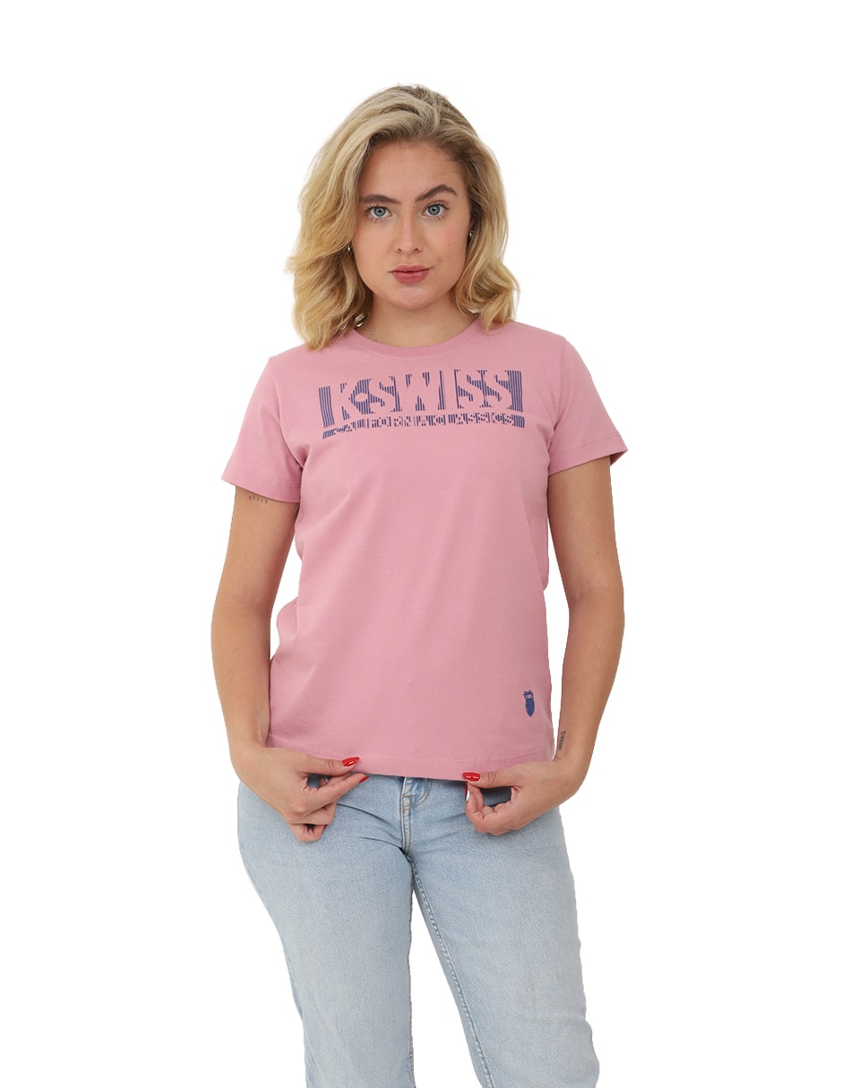 Playera manga corta wswb cuello redondo para mujer Playera manga corta wswb cuello redondo para mujer