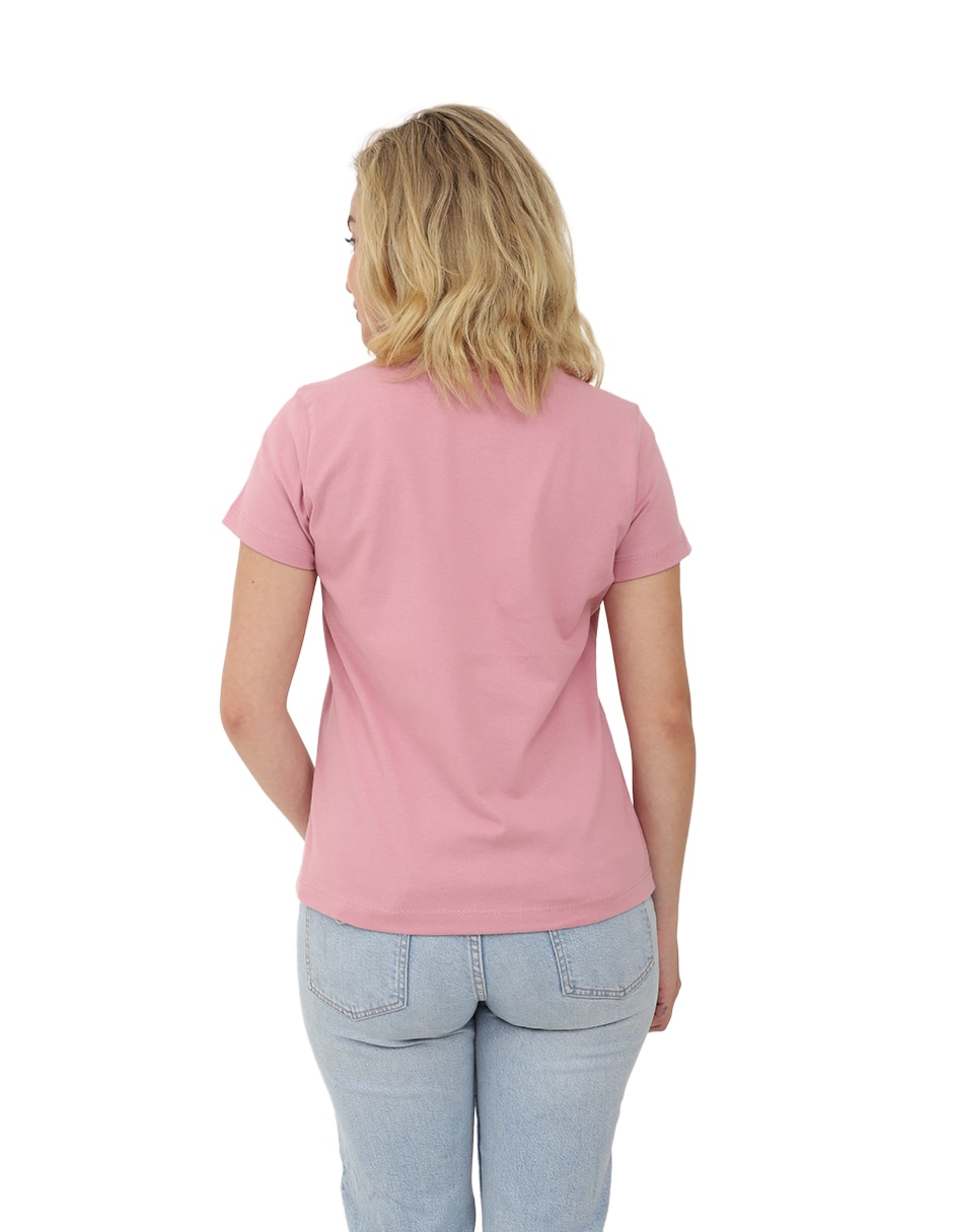 Playera manga corta wswb cuello redondo para mujer 4