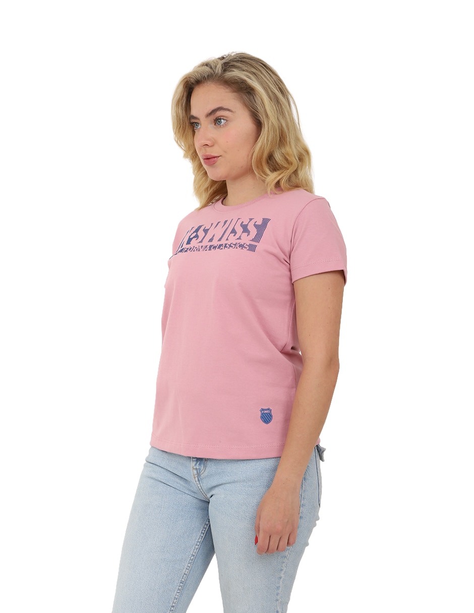 Playera manga corta wswb cuello redondo para mujer 2