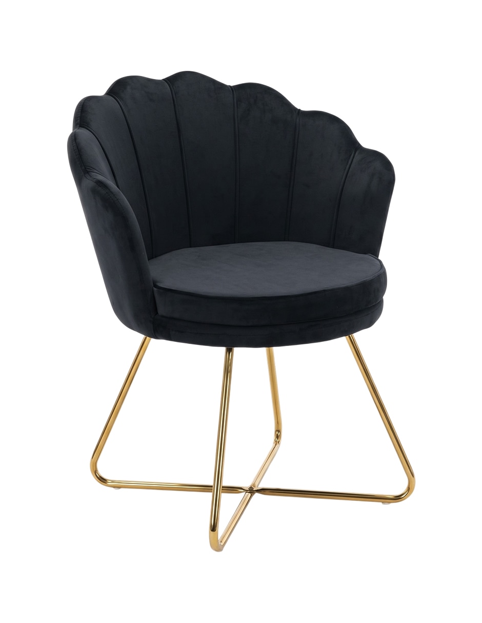 Silla cádiz negra forma pétalo y tela