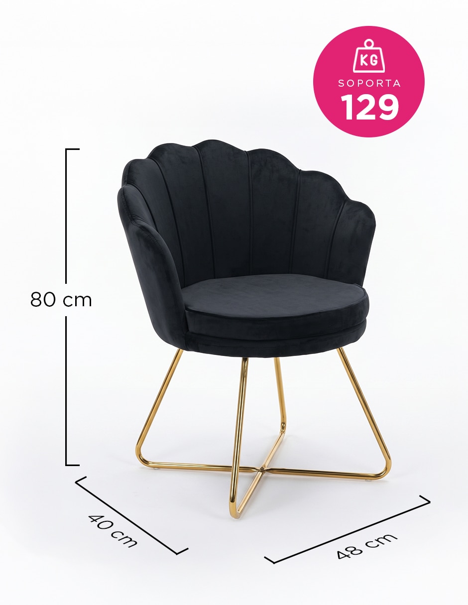 Silla cádiz negra forma pétalo y tela 7