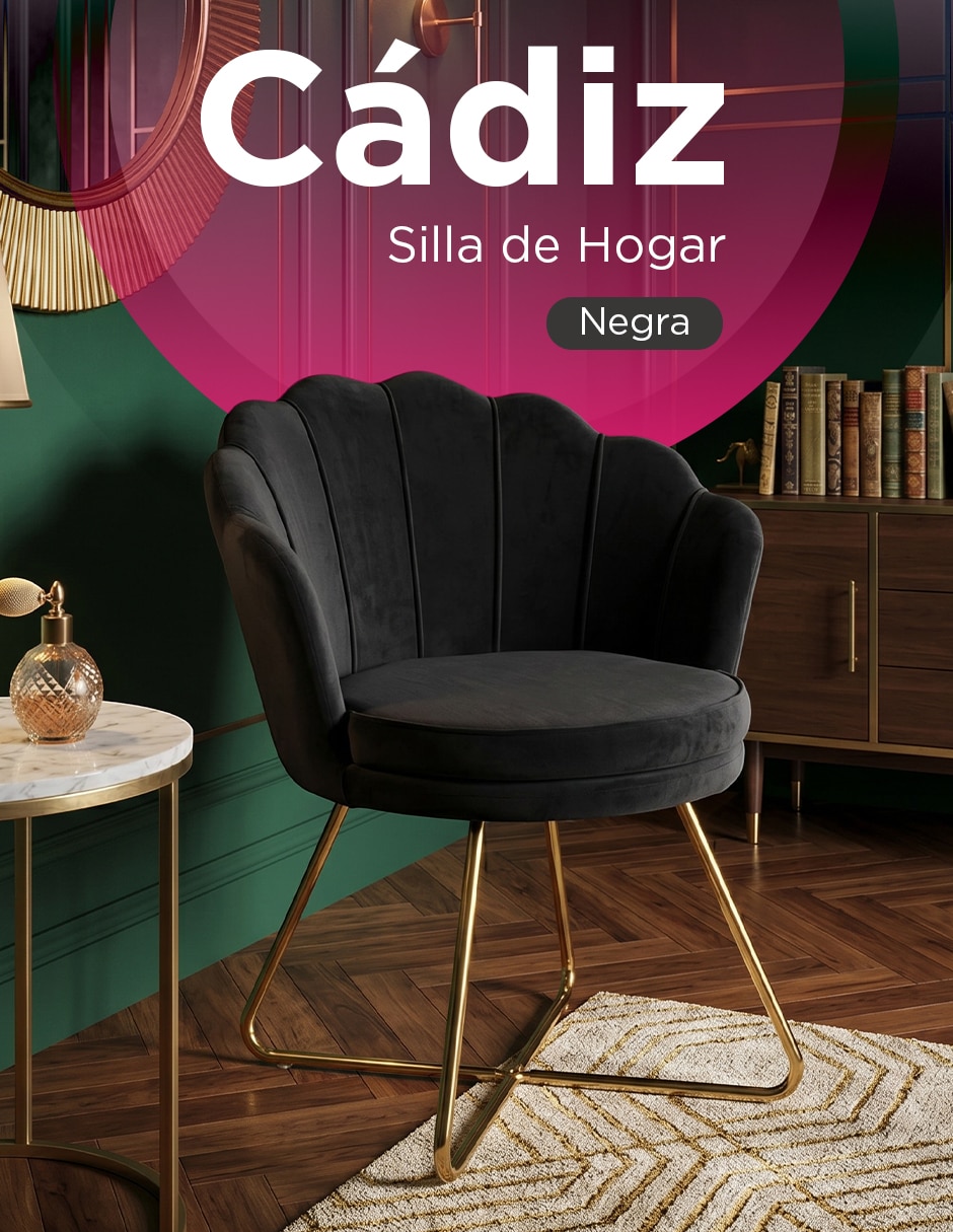 Silla cádiz negra forma pétalo y tela 4