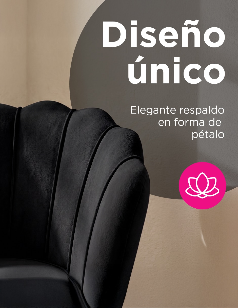 Silla cádiz negra forma pétalo y tela 3