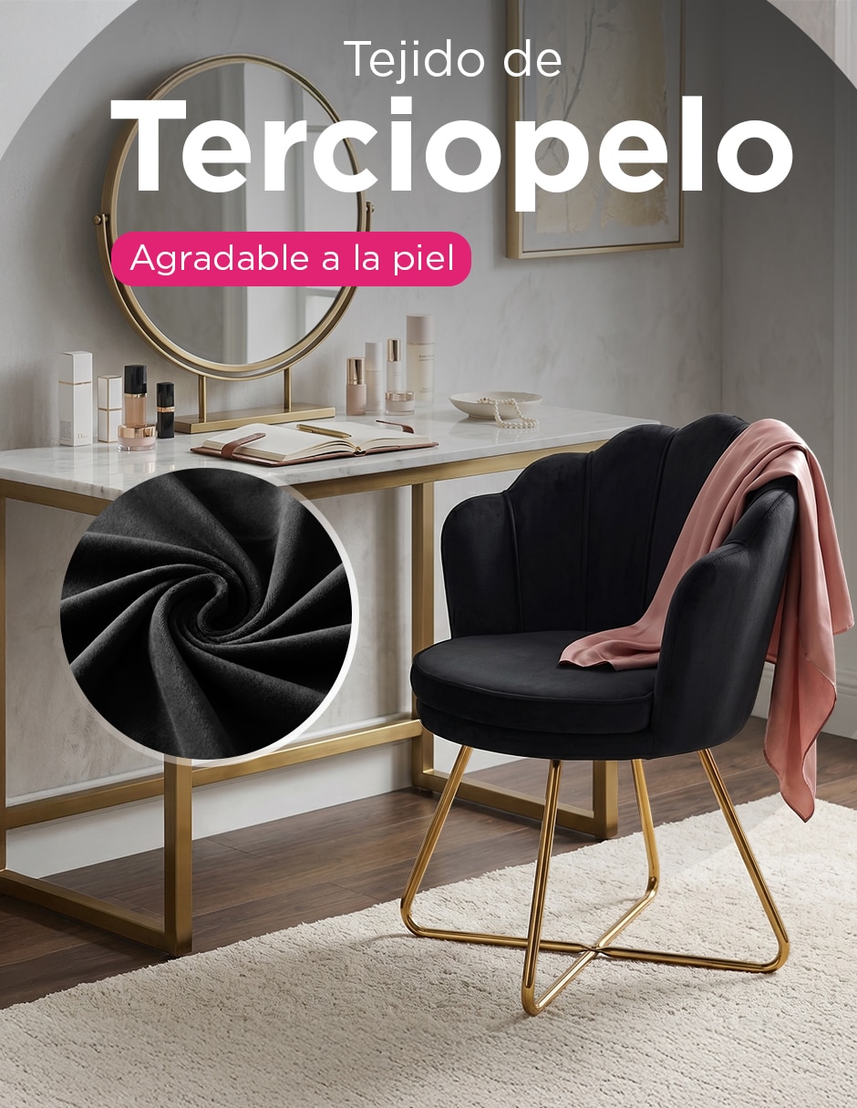 Silla cádiz negra forma pétalo y tela 2