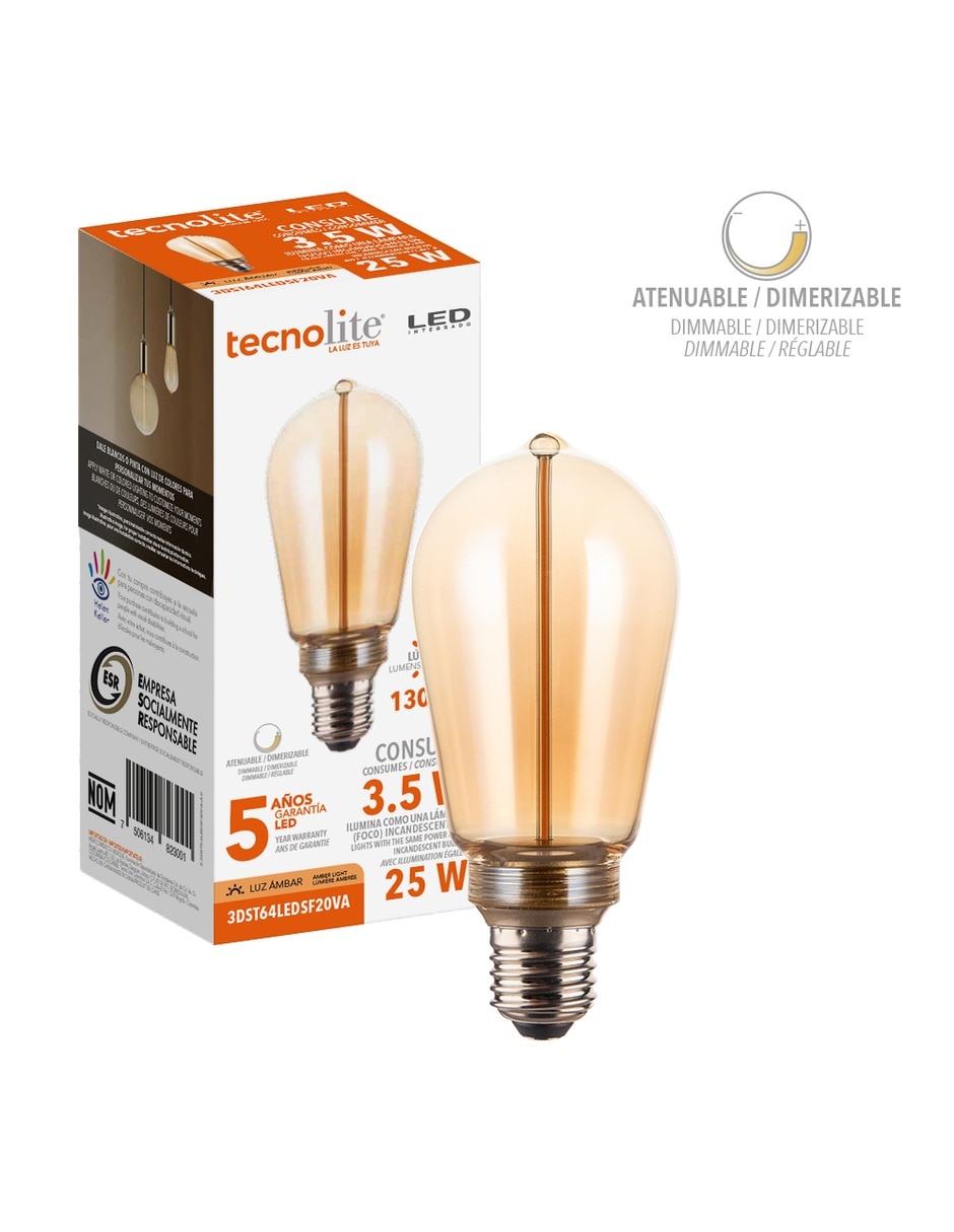 Foco vintage 3.5 W de consumo 25 W de iluminación 130 lm lúmenes 2