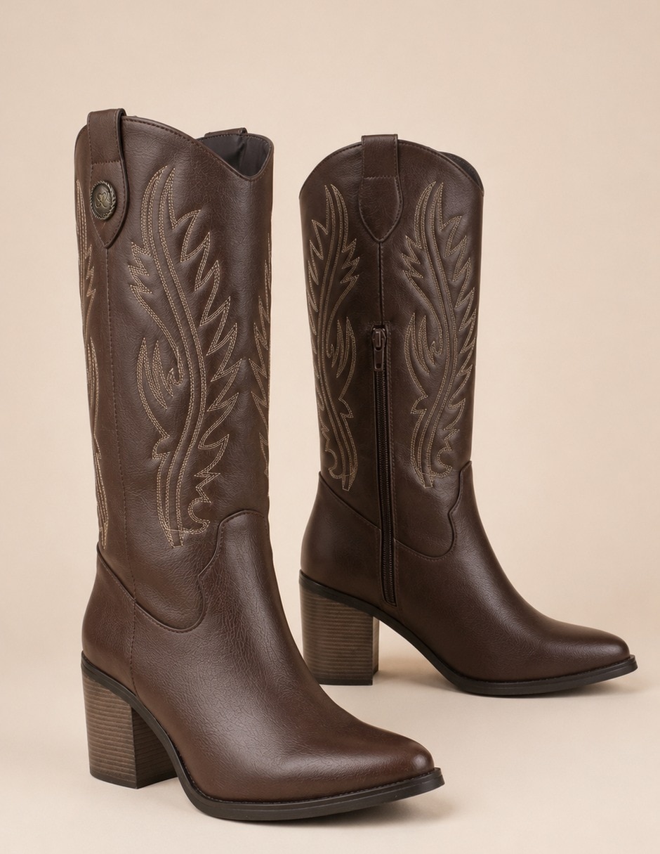 Bota cowboy media pierna para mujer 5