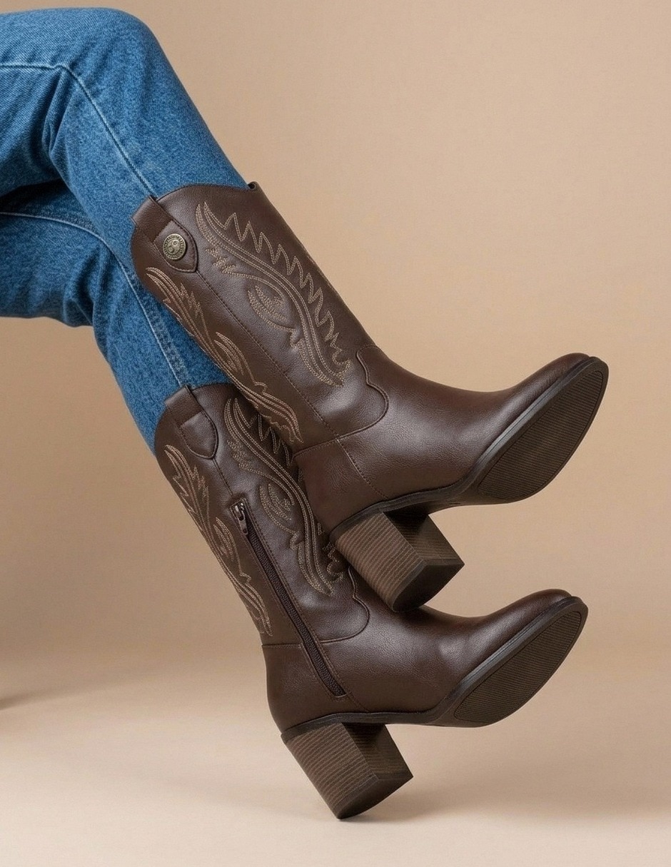 Bota cowboy media pierna para mujer 4