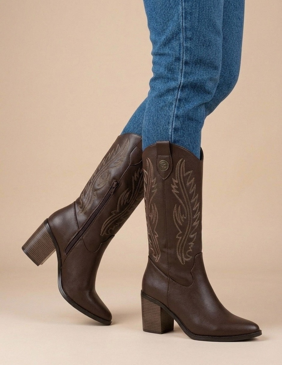 Bota cowboy media pierna para mujer 3
