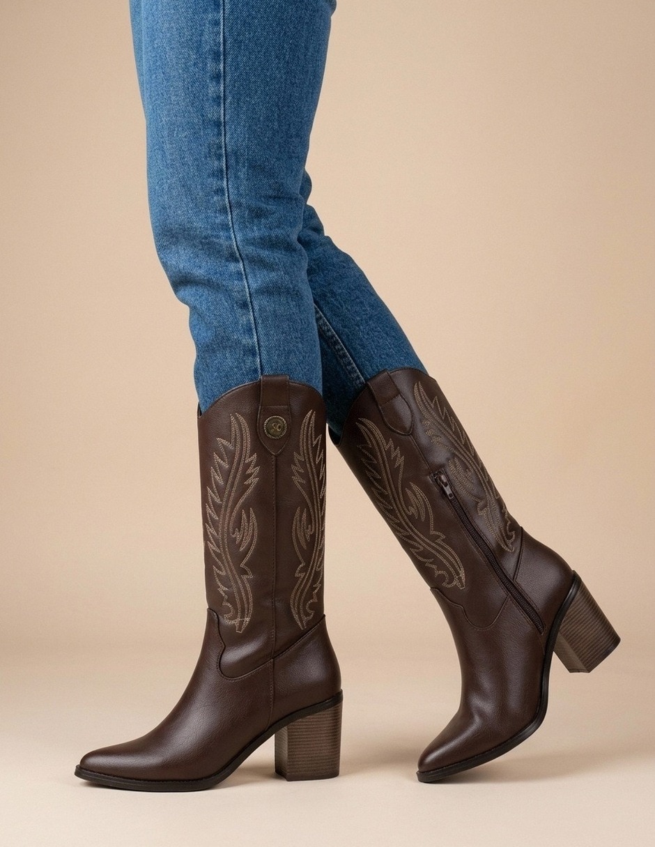 Bota cowboy media pierna para mujer 2
