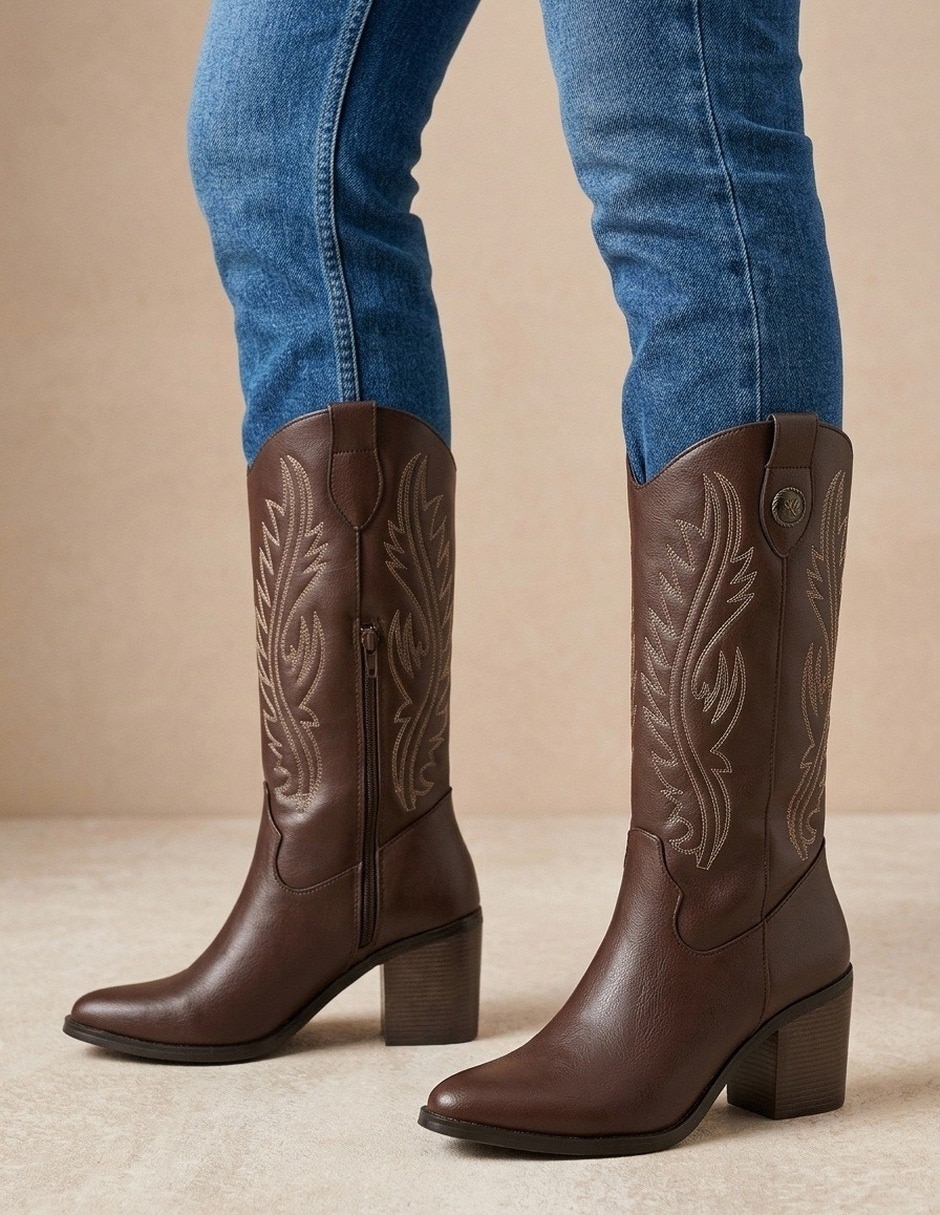 Bota cowboy media pierna para mujer 6