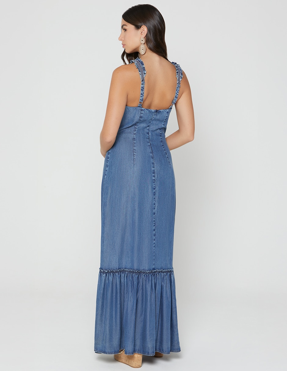 Vestido largo casual soul blue para mujer 4