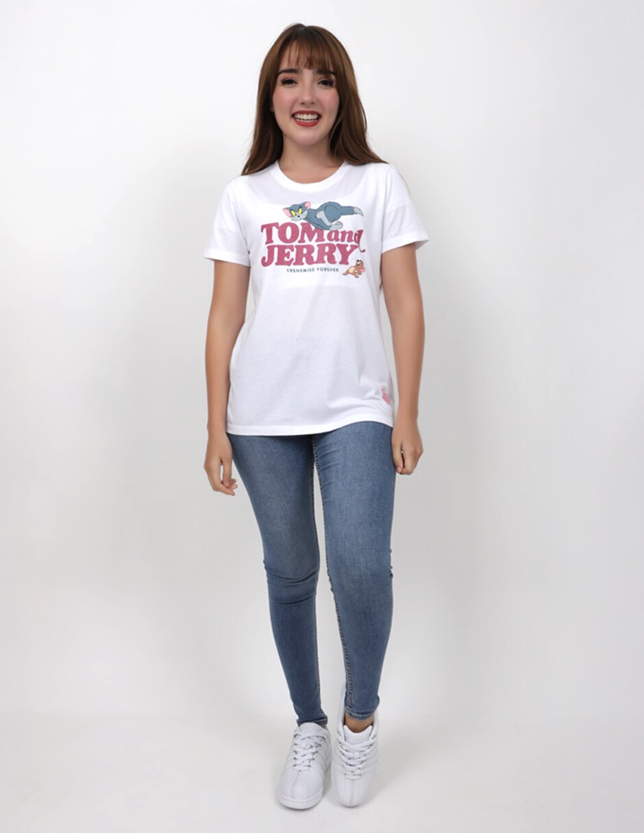 Playera manga corta tom & jerry cuello redondo para mujer 2