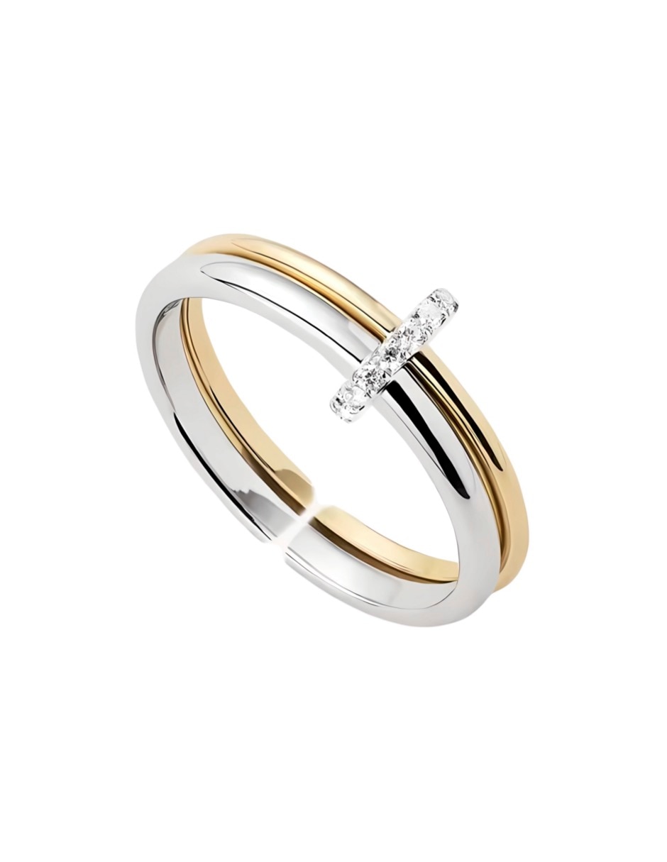 Anillo con gema redondo P 925 de plata circonita brillante