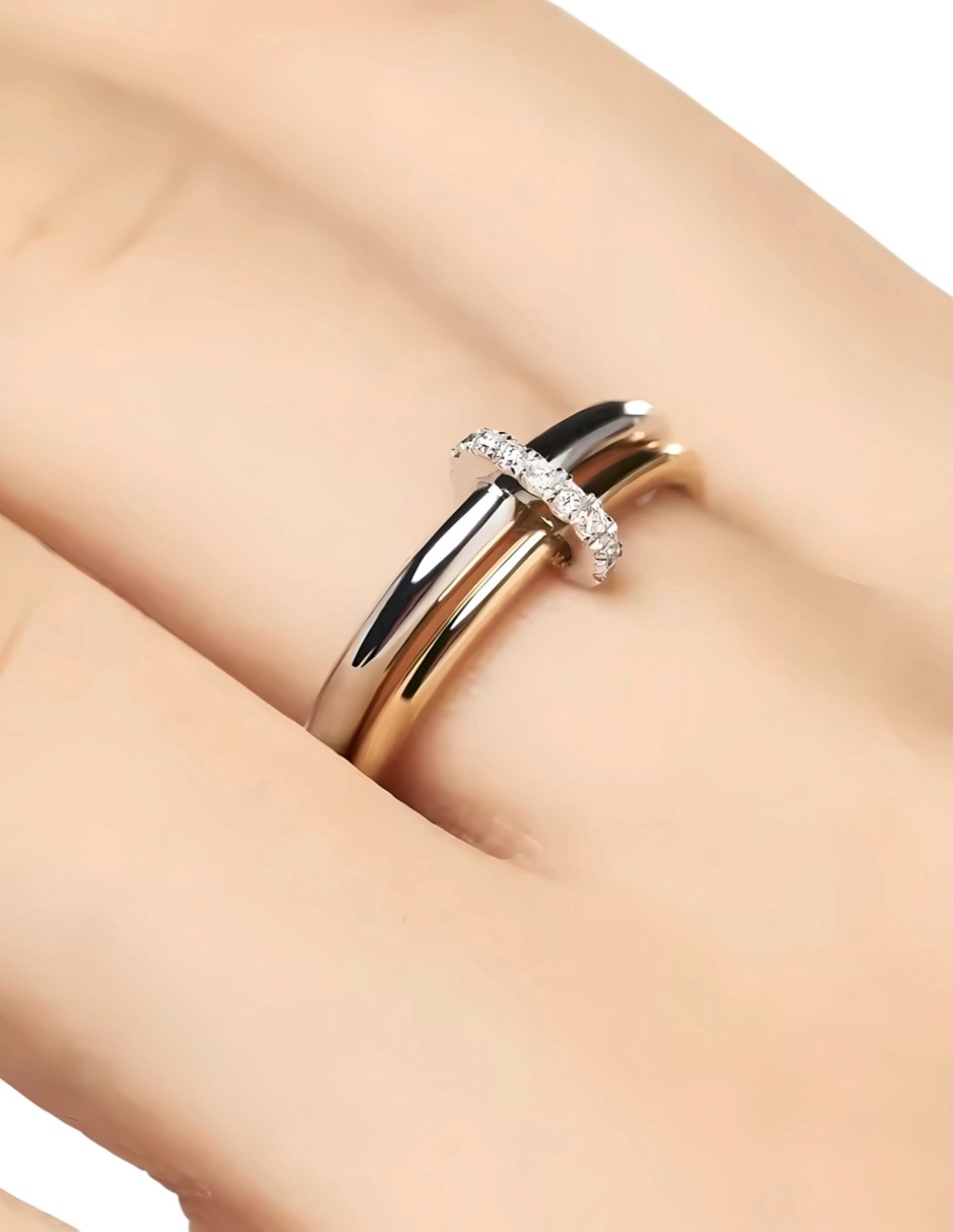 Anillo con gema redondo P 925 de plata circonita brillante