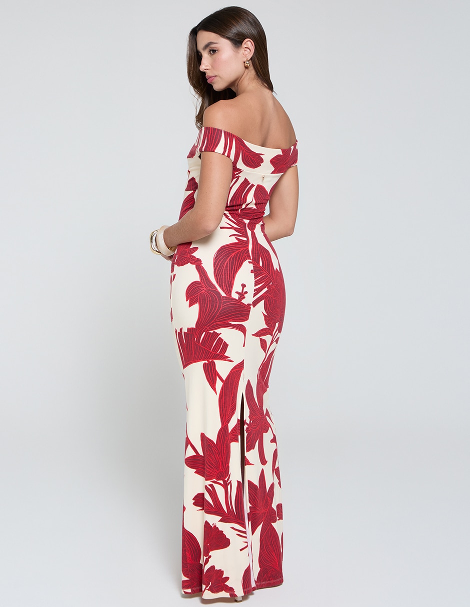 Vestido largo cocktail epifanía floral para mujer 5
